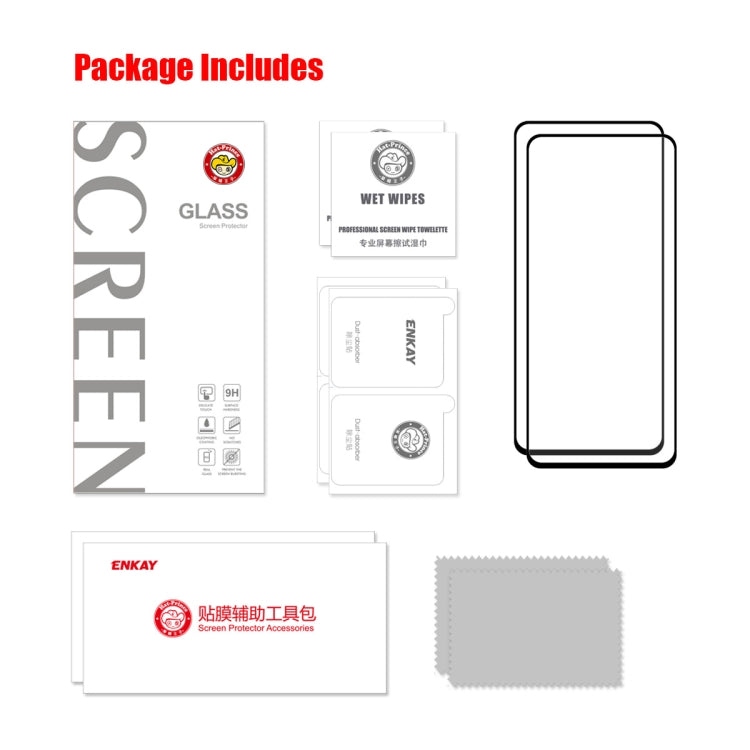 2 PCS For Xiaomi Redmi Note 11E ENKAY Full Glue 0.26mm 9H 2.5D Tempered Glass Full Film - by ENKAY | Online Shopping UK | buy2fix