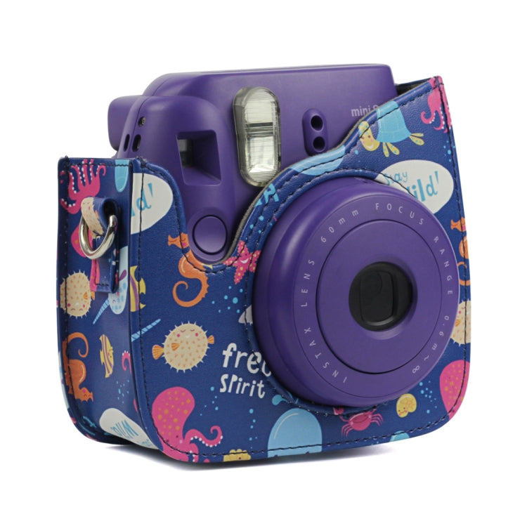 Ocean World Pattern Full Body Camera PU Leather Case Bag with Strap for FUJIFILM instax mini 9 / mini 8+ / mini 8 by buy2fix