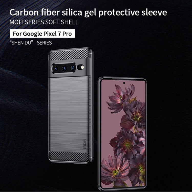 For Google pixel 7 Pro 5G MOFI Gentleness Series Brushed Texture Carbon Fiber TPU Phone Case(Gray) - Google Cases by MOFI | Online Shopping UK | buy2fix
