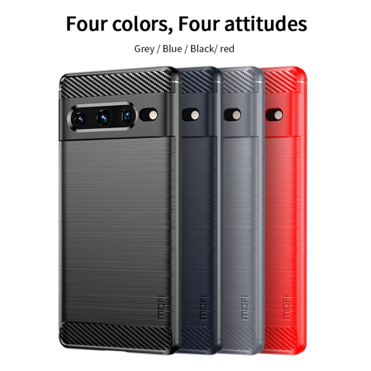 For Google pixel 7 Pro 5G MOFI Gentleness Series Brushed Texture Carbon Fiber TPU Phone Case(Gray) - Google Cases by MOFI | Online Shopping UK | buy2fix