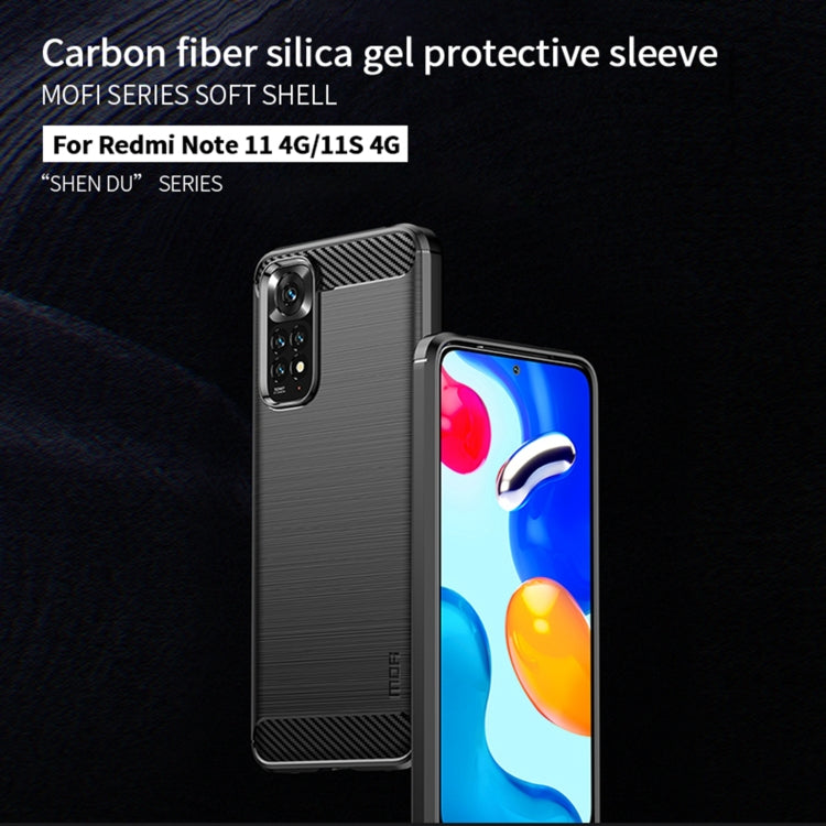 For Xiaomi Redmi Note 11 4G Global / Note 11S 4G MOFI Gentleness Brushed Carbon Fiber TPU Case(Blue) - Xiaomi Cases by MOFI | Online Shopping UK | buy2fix