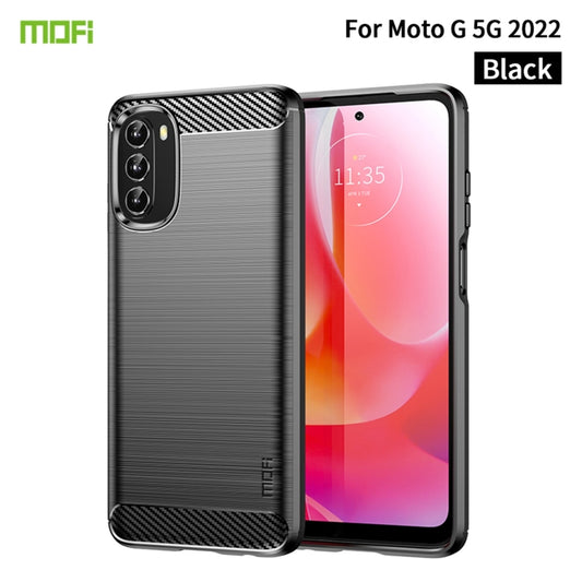For Motorola Moto G 5G 2022 MOFI Gentleness Series Brushed Texture Carbon Fiber TPU Phone Case(Black) by MOFI