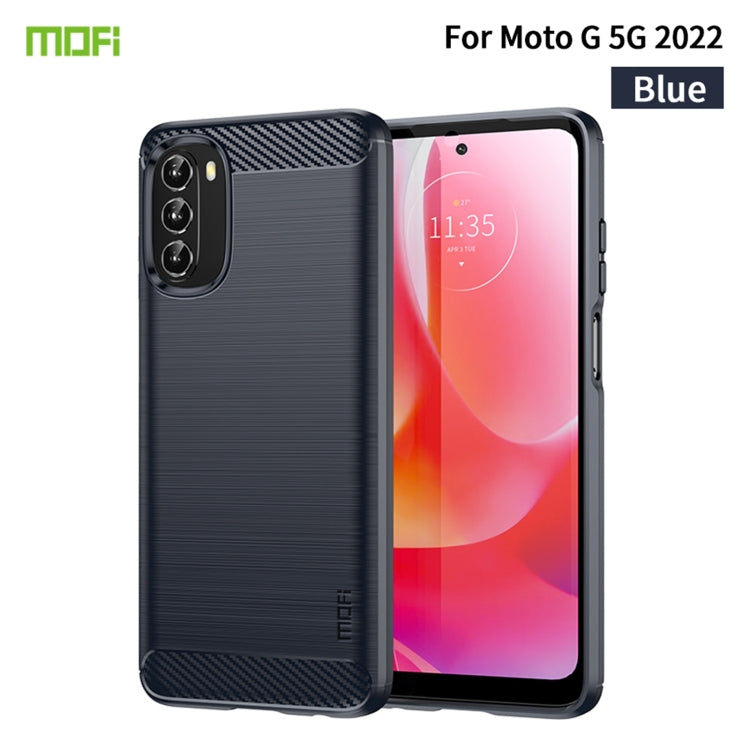 For Motorola Moto G 5G 2022 MOFI Gentleness Series Brushed Texture Carbon Fiber TPU Phone Case(Blue) - Motorola Cases by MOFI | Online Shopping UK | buy2fix