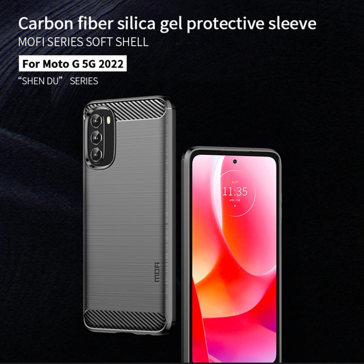 For Motorola Moto G 5G 2022 MOFI Gentleness Series Brushed Texture Carbon Fiber TPU Phone Case(Blue) - Motorola Cases by MOFI | Online Shopping UK | buy2fix