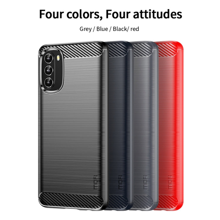 For Motorola Moto G 5G 2022 MOFI Gentleness Series Brushed Texture Carbon Fiber TPU Phone Case(Blue) - Motorola Cases by MOFI | Online Shopping UK | buy2fix