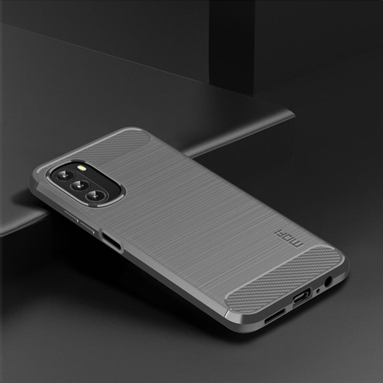 For Motorola Moto G 5G 2022 MOFI Gentleness Series Brushed Texture Carbon Fiber TPU Phone Case(Gray) - Motorola Cases by MOFI | Online Shopping UK | buy2fix