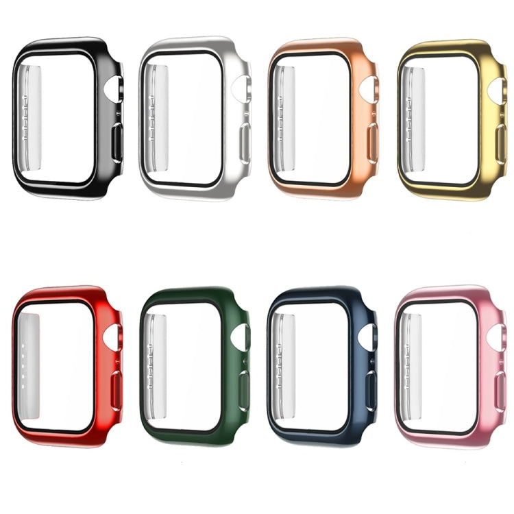 Electroplating Monochrome PC+Tempered Film Watch Case For Apple Watch Series 9 / 8 / 7 41mm(Blue) - Watch Cases by buy2fix | Online Shopping UK | buy2fix