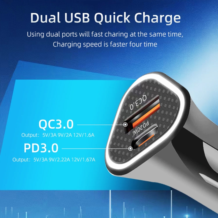 TE-P23 38W PD USB-C / Type-C + QC3. 0 USB Triangle Car Charger + USB-C / Type-C to USB-C / Type-C Data Cable, Length: 1m(Black) - Car Charger by buy2fix | Online Shopping UK | buy2fix