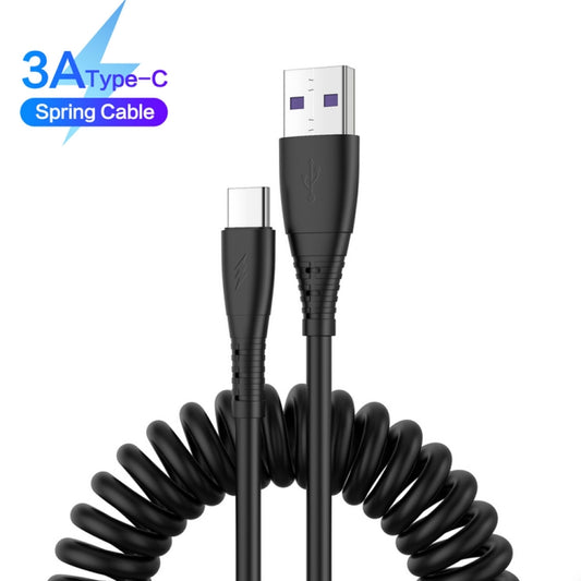 USB to Type-C 1.5m Spring Telescopic Mobile Phone Fast Charging Data Cable by buy2fix