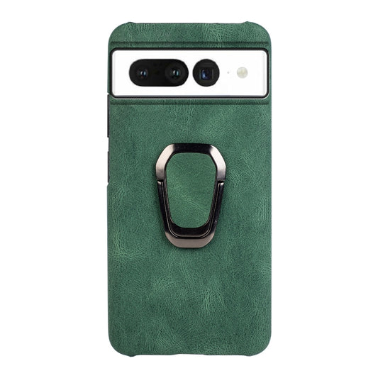For Google Pixel 7 Ring Holder PU Phone Case(Dark Green) by buy2fix
