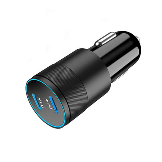 Dual PD 3.0 40W Type-C Car charger with 1m Type-C to Type-C Data Cable(Black) by buy2fix