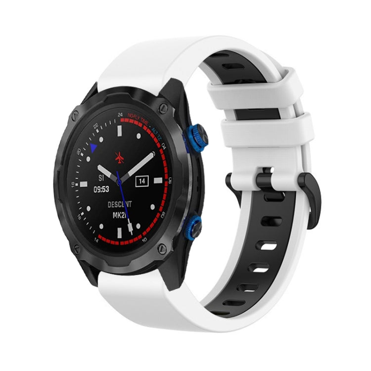 For Garmin Descent MK2i 26mm Silicone Sports Two-Color Watch Band(White+Black) - Watch Bands by buy2fix | Online Shopping UK | buy2fix