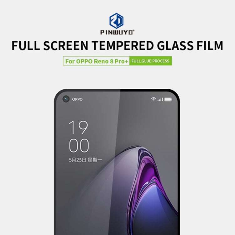 For OPPO Reno8 Pro+ PINWUYO 9H 2.5D Full Screen Tempered Glass Film(Black) - OPPO Tempered Glass by PINWUYO | Online Shopping UK | buy2fix