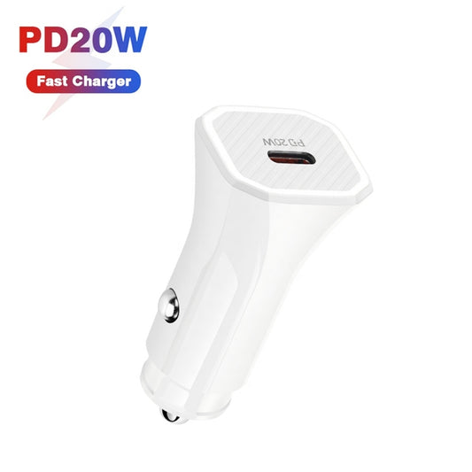 TE-P2 PD20W USB-C / Type-C Car Charger with Type-C to Type-C Data Cable(White) by buy2fix