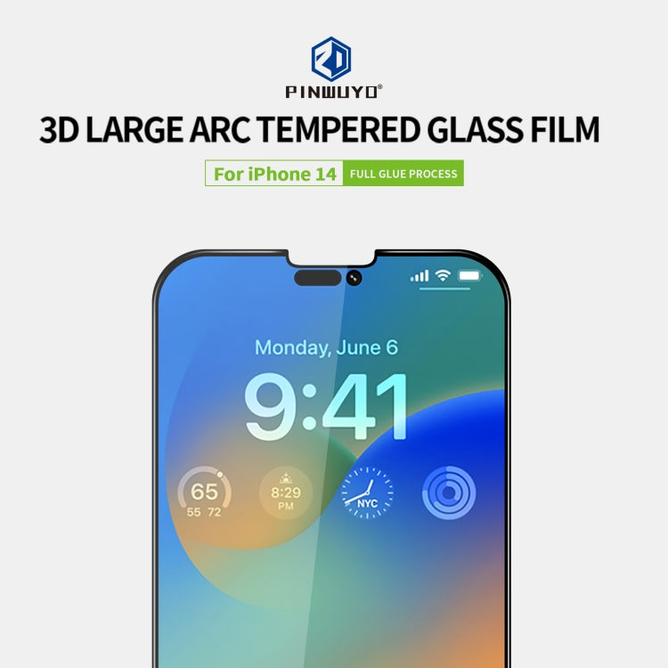 For iPhone 14 PINWUYO 9H 3D Curved Full Explosion-proof Tempered Glass Film - iPhone 14 Tempered Glass by PINWUYO | Online Shopping UK | buy2fix