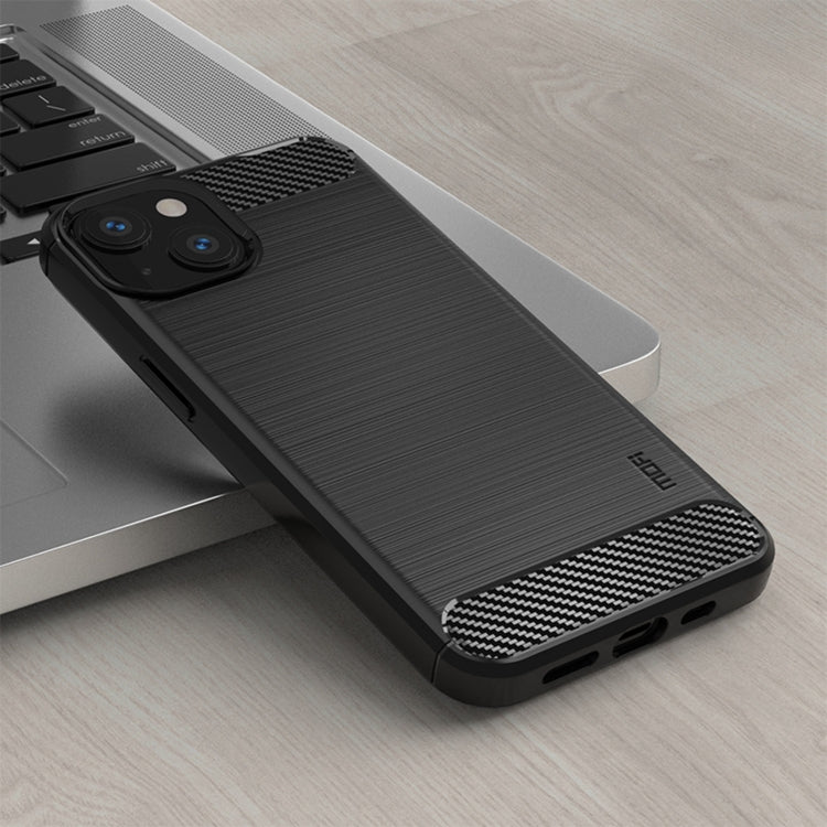 For iPhone 14 MOFI Gentleness Brushed Texture Carbon Fiber TPU Phone Case (Black) - iPhone 14 Cases by MOFI | Online Shopping UK | buy2fix