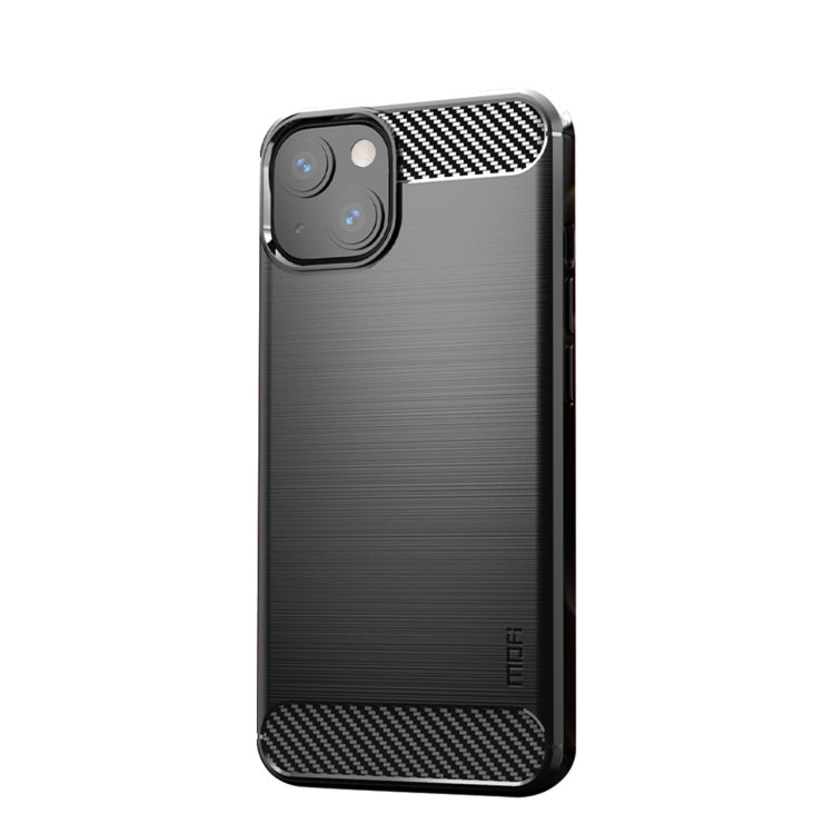 For iPhone 14 MOFI Gentleness Brushed Texture Carbon Fiber TPU Phone Case (Black) - iPhone 14 Cases by MOFI | Online Shopping UK | buy2fix