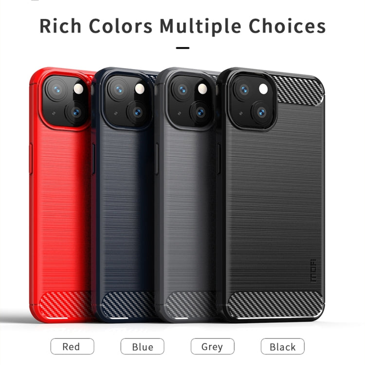 For iPhone 14 MOFI Gentleness Brushed Texture Carbon Fiber TPU Phone Case (Black) - iPhone 14 Cases by MOFI | Online Shopping UK | buy2fix