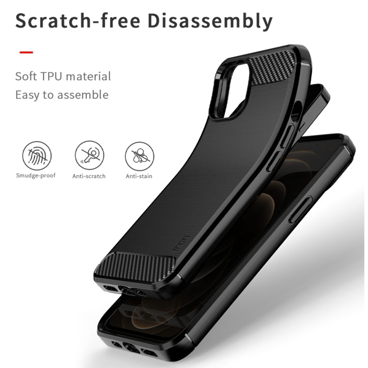 For iPhone 14 MOFI Gentleness Brushed Texture Carbon Fiber TPU Phone Case (Blue) - iPhone 14 Cases by MOFI | Online Shopping UK | buy2fix