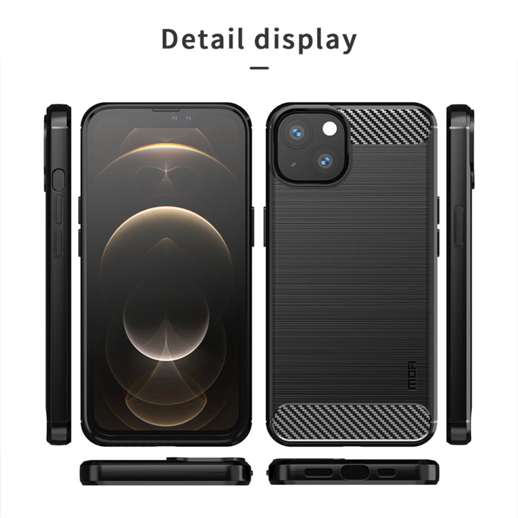 For iPhone 14 MOFI Gentleness Brushed Texture Carbon Fiber TPU Phone Case (Blue) - iPhone 14 Cases by MOFI | Online Shopping UK | buy2fix
