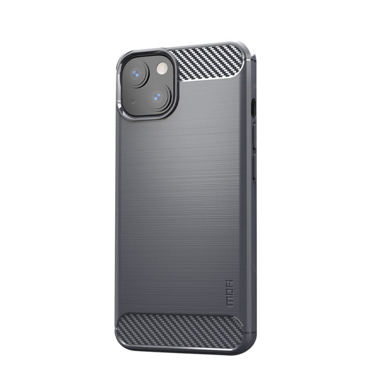 For iPhone 14 MOFI Gentleness Brushed Texture Carbon Fiber TPU Phone Case (Gray) - iPhone 14 Cases by MOFI | Online Shopping UK | buy2fix