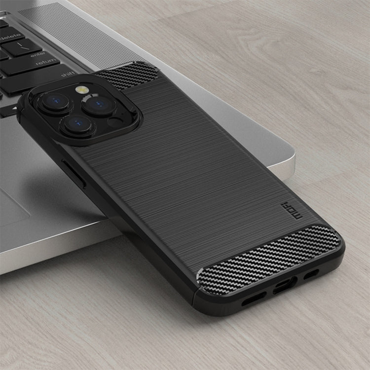 For iPhone 14 Pro MOFI Gentleness Brushed Texture Carbon Fiber TPU Phone Case (Black) - iPhone 14 Pro Cases by MOFI | Online Shopping UK | buy2fix