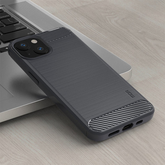 For iPhone 14 Plus MOFI Gentleness Brushed Texture Carbon Fiber TPU Phone Case (Gray) by MOFI