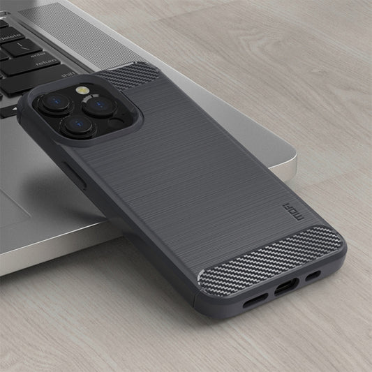 For iPhone 14 Pro Max MOFI Gentleness Brushed Texture Carbon Fiber TPU Phone Case (Gray) by MOFI