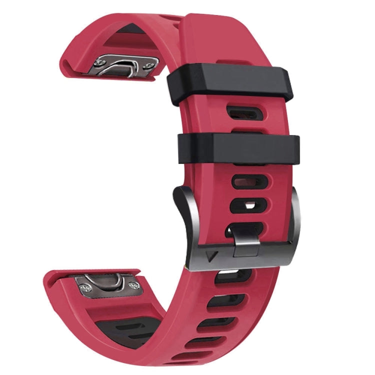 For Garmin Fenix 7X Solar 26mm Silicone Sports Two-Color Watch Band(Red+Black) - Watch Bands by buy2fix | Online Shopping UK | buy2fix