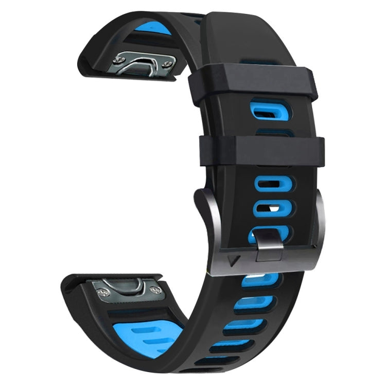 For Garmin Descent MK2 26mm Silicone Sports Two-Color Watch Band(Black+Sky Blue) - Watch Bands by buy2fix | Online Shopping UK | buy2fix
