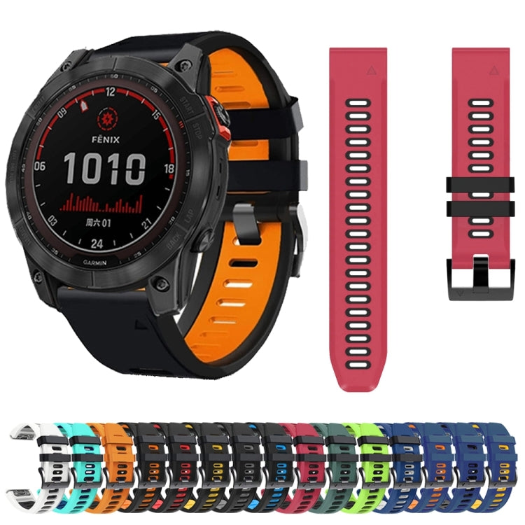 For Garmin Descent MK2 26mm Silicone Sports Two-Color Watch Band(Black+Sky Blue) - Watch Bands by buy2fix | Online Shopping UK | buy2fix
