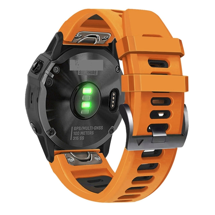 For Garmin Descent MK2i 26mm Silicone Sports Two-Color Watch Band(Orange+Black) - Watch Bands by buy2fix | Online Shopping UK | buy2fix