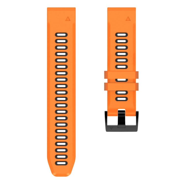 For Garmin Descent MK2i 26mm Silicone Sports Two-Color Watch Band(Orange+Black) - Watch Bands by buy2fix | Online Shopping UK | buy2fix