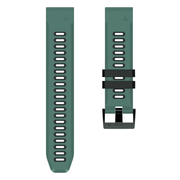 For Garmin Descent MK2i 26mm Silicone Sports Two-Color Watch Band(Amy Green+Black) - Watch Bands by buy2fix | Online Shopping UK | buy2fix
