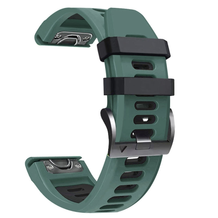 For Garmin Descent MK2i 26mm Silicone Sports Two-Color Watch Band(Amy Green+Black) - Watch Bands by buy2fix | Online Shopping UK | buy2fix