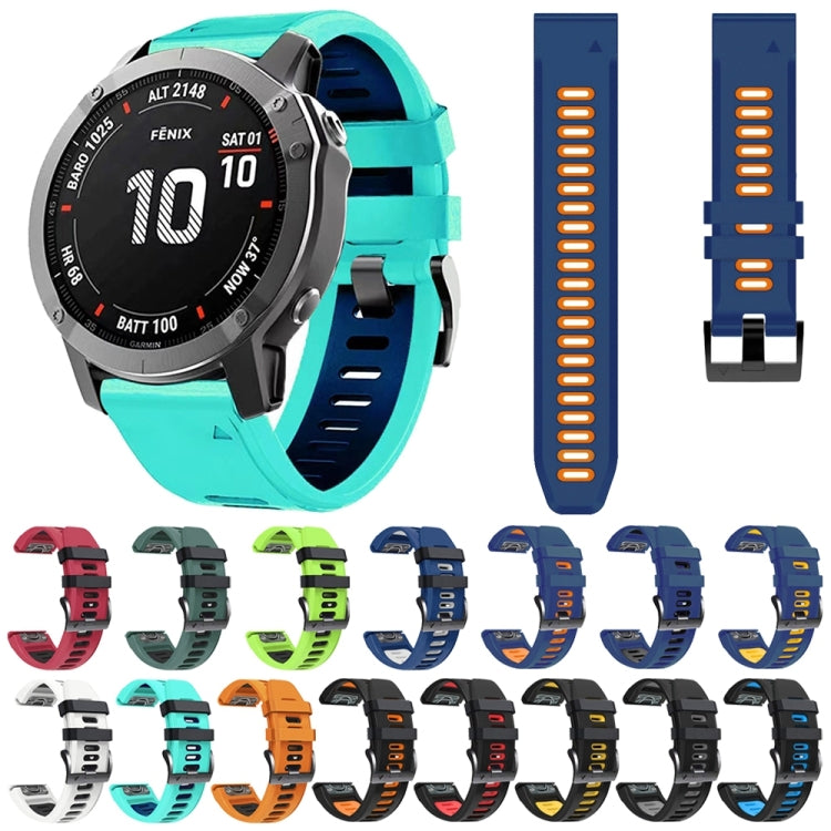 For Garmin Descent MK2i 26mm Silicone Sports Two-Color Watch Band(Orange+Black) - Watch Bands by buy2fix | Online Shopping UK | buy2fix