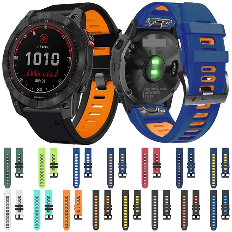 For Garmin Descent MK2i 26mm Silicone Sports Two-Color Watch Band(Orange+Black) - Watch Bands by buy2fix | Online Shopping UK | buy2fix