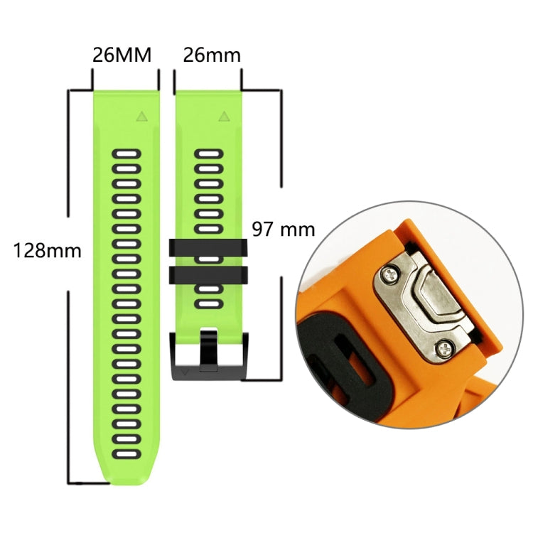 For Garmin Descent MK2i 26mm Silicone Sports Two-Color Watch Band(Orange+Black) - Watch Bands by buy2fix | Online Shopping UK | buy2fix