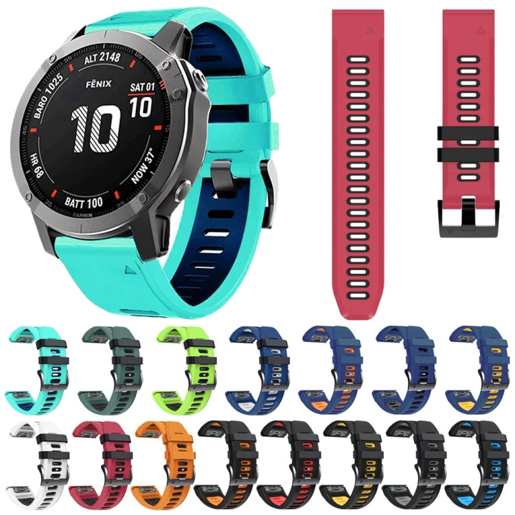 For Garmin Fenix 7 22mm Silicone Sports Two-Color Watch Band(Midnight Blue+Black) - Watch Bands by buy2fix | Online Shopping UK | buy2fix