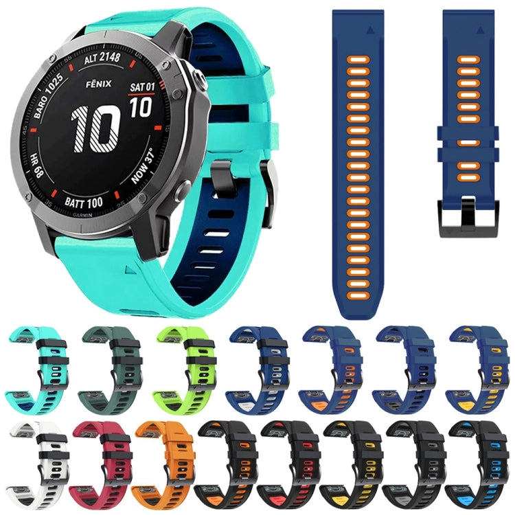 For Garmin Instinct 2 22mm Silicone Sports Two-Color Watch Band(Orange+Black) - Watch Bands by buy2fix | Online Shopping UK | buy2fix
