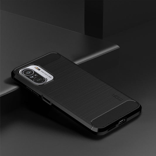For Xiaomi Redmi Note 11T Pro 5G / 11T Pro Plus 5G MOFI Gentleness Series Brushed Texture Carbon Fiber Soft TPU Case(Black) by MOFI