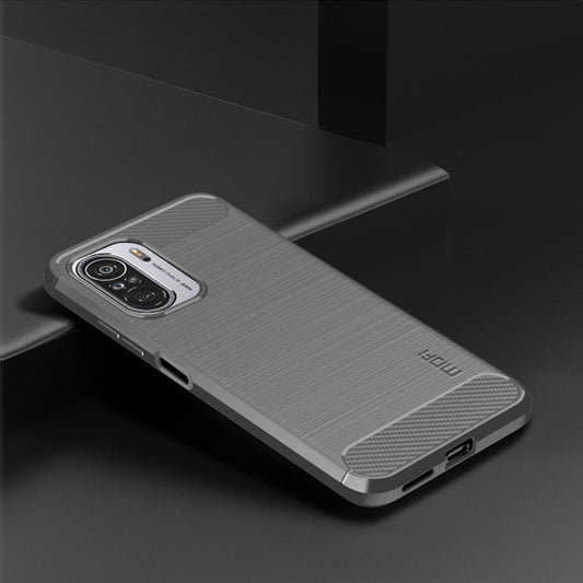 For Xiaomi Redmi Note 11T Pro 5G / 11T Pro Plus 5G MOFI Gentleness Series Brushed Texture Carbon Fiber Soft TPU Case(Gray) by MOFI