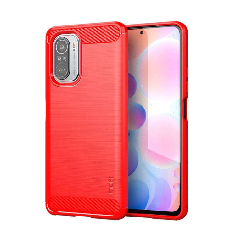 For Xiaomi Redmi Note 11T Pro 5G / 11T Pro Plus 5G MOFI Gentleness Series Brushed Texture Carbon Fiber Soft TPU Case(Red) - by MOFI | Online Shopping UK | buy2fix