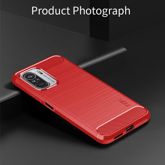 For Xiaomi Redmi Note 11T Pro 5G / 11T Pro Plus 5G MOFI Gentleness Series Brushed Texture Carbon Fiber Soft TPU Case(Red) by MOFI