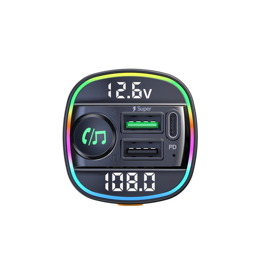 C22 Car Bluetooth 5.0 FM Transmitter LED Light Voltage Display QC 3.0 PD Charger - Bluetooth Car Kits by buy2fix | Online Shopping UK | buy2fix