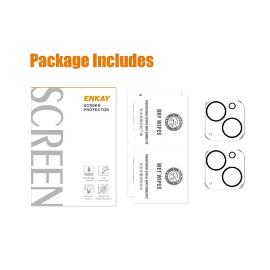 2 PCS ENKAY Hat-Prince 9H Rear Camera Lens Tempered Glass Film for iPhone 14 / 14 Max by ENKAY