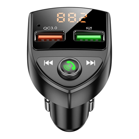 C8 Car U Disk Bluetooth Player Fm Transmitter QC3.0 Dual USB Ports Fast Charging - Bluetooth Car Kits by buy2fix | Online Shopping UK | buy2fix