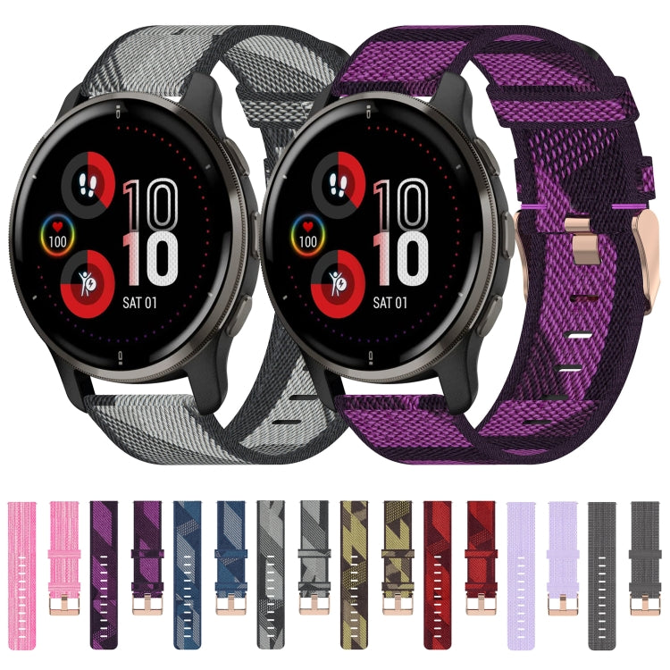 For Garmin Venu 2 Plus 20mm Nylon Woven Watch Band(Grey) - Watch Bands by buy2fix | Online Shopping UK | buy2fix