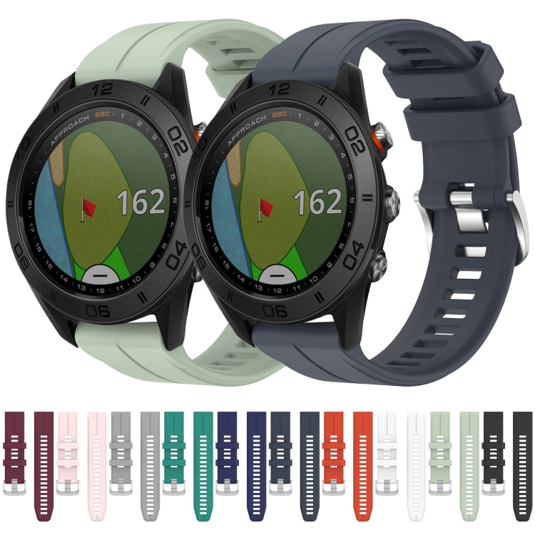 For Garmin Approach S60 22mm Solid Color Silicone Watch Band(Black) - Watch Bands by buy2fix | Online Shopping UK | buy2fix