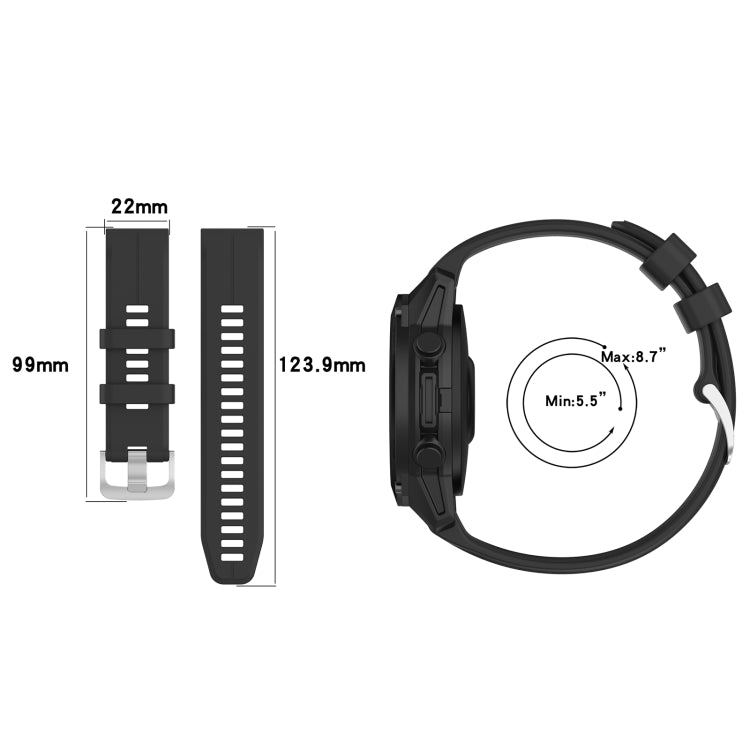 For Garmin Approach S60 22mm Solid Color Silicone Watch Band(Black) - Watch Bands by buy2fix | Online Shopping UK | buy2fix